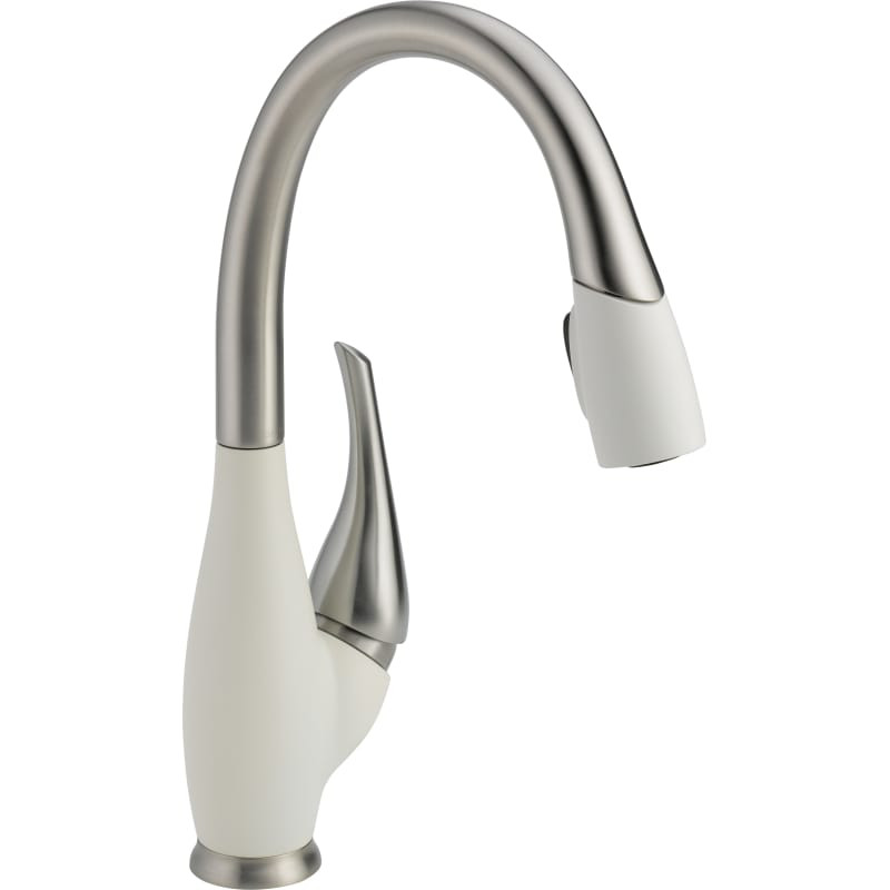 White Pull Down Kitchen Faucet
 Delta 9158 DST Fuse Pull Down Kitchen Faucet with Magnetic