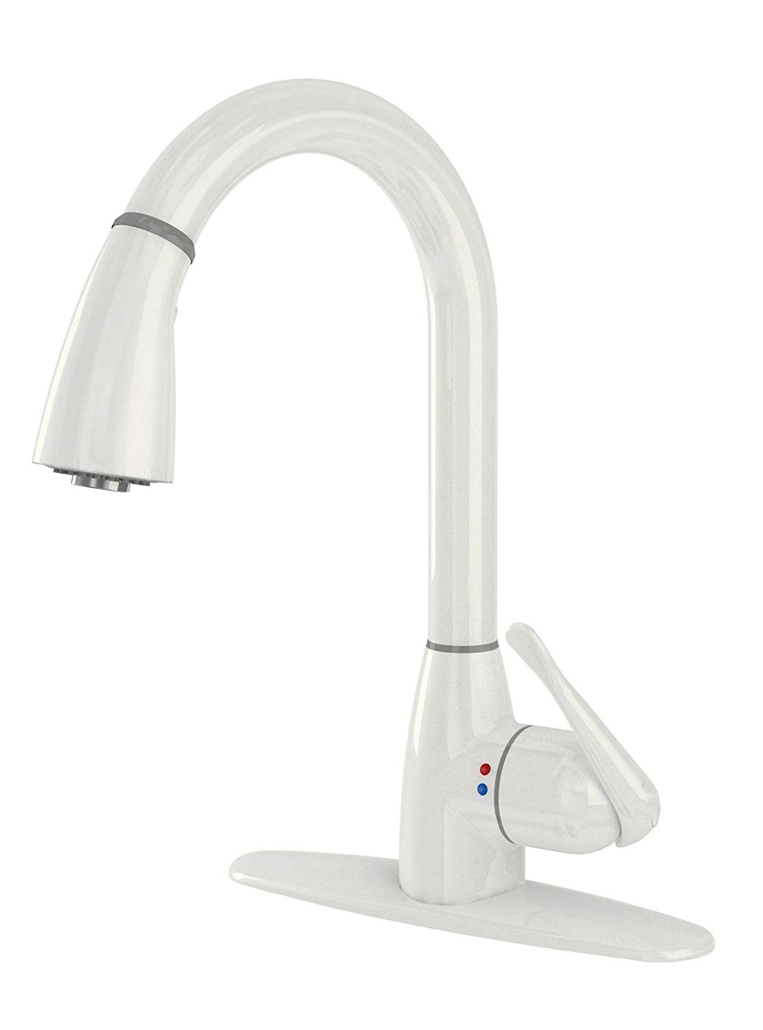 White Pull Down Kitchen Faucet
 CleanFLO 8171 Single Handle Hi Arc Pull Down Faucet White