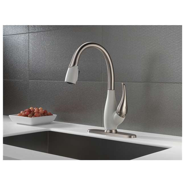 White Pull Down Kitchen Faucet
 Delta Fuse Single Handle Pull Down Kitchen Faucet