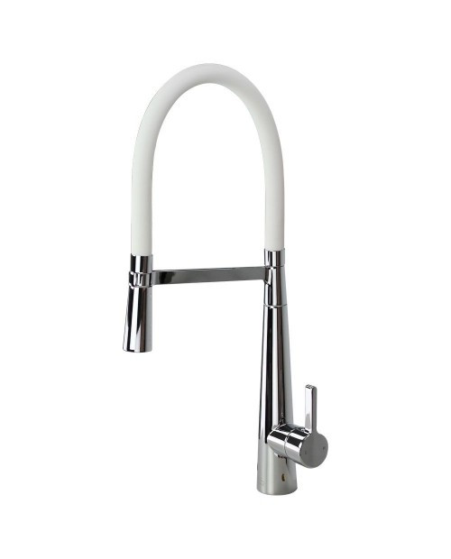 White Pull Down Kitchen Faucet
 Pull Down Kitchen Faucet with White Hose Polished Chrome