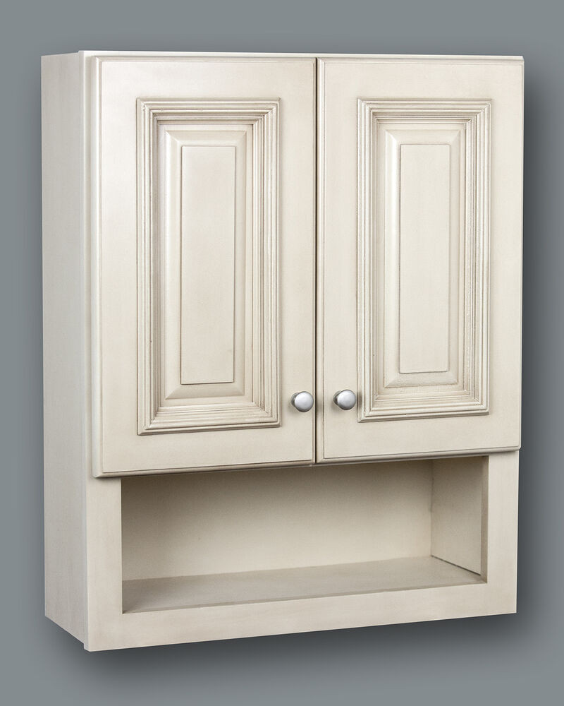 White Wall Cabinet For Bathroom
 Antique white bathroom wall cabinet with shelf 21x26