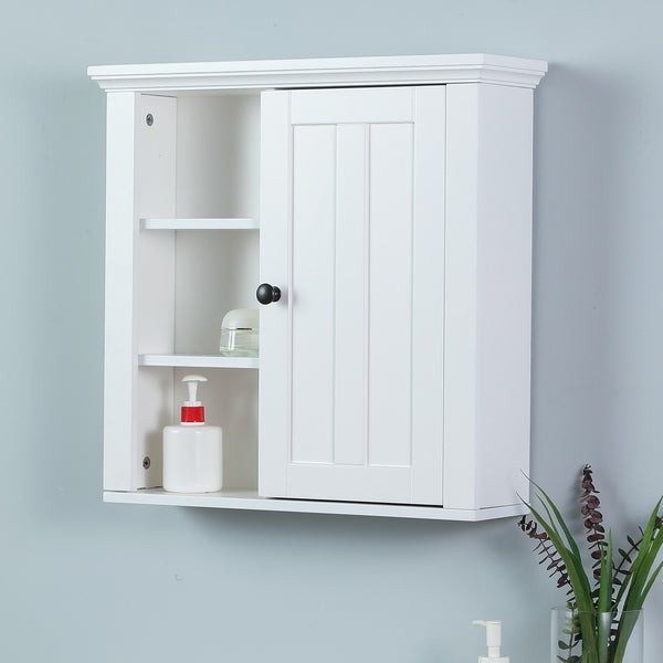 White Wall Cabinet For Bathroom
 Shop White Wood Bathroom Wall Cabinet Sale Free