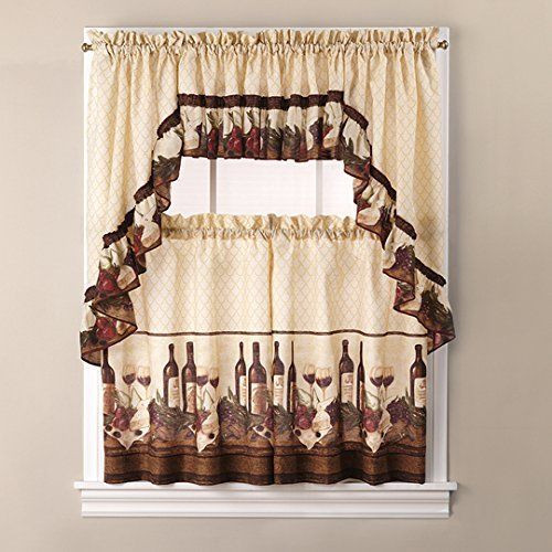 Wine Themed Kitchen Curtains Fresh 3 Piece Quotvinoquot Tuscany Wine Theme Kitchen Tiers 14 Of Wine Themed Kitchen Curtains 