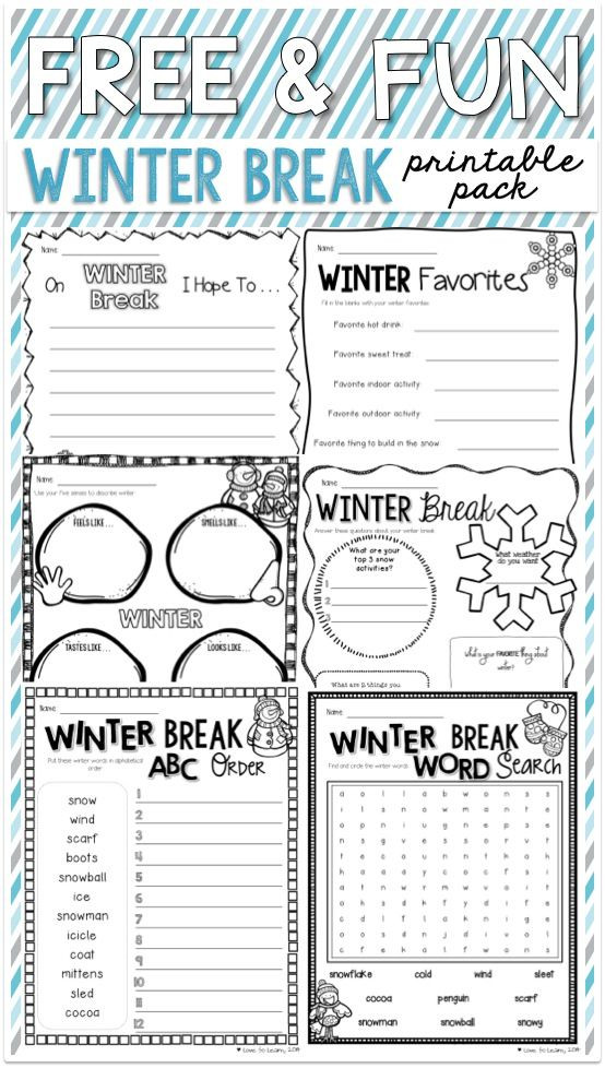 Winter Break Activities
 Winter Break Mini Pack Teaching Ideas