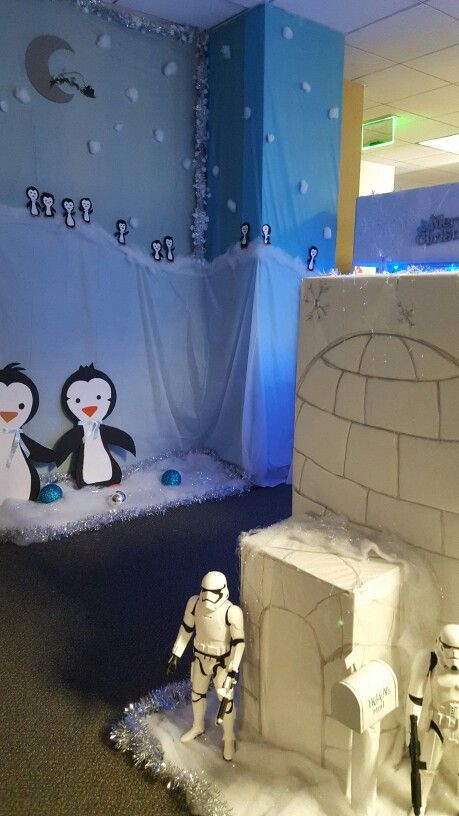Winter Wonderland Cubicle Ideas
 Igloo Entrance protected by Storm Troppers Penguins