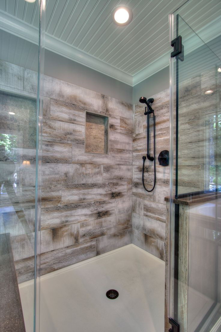 Wood Tile Bathroom Shower
 13 best Rustic Master Suite images on Pinterest