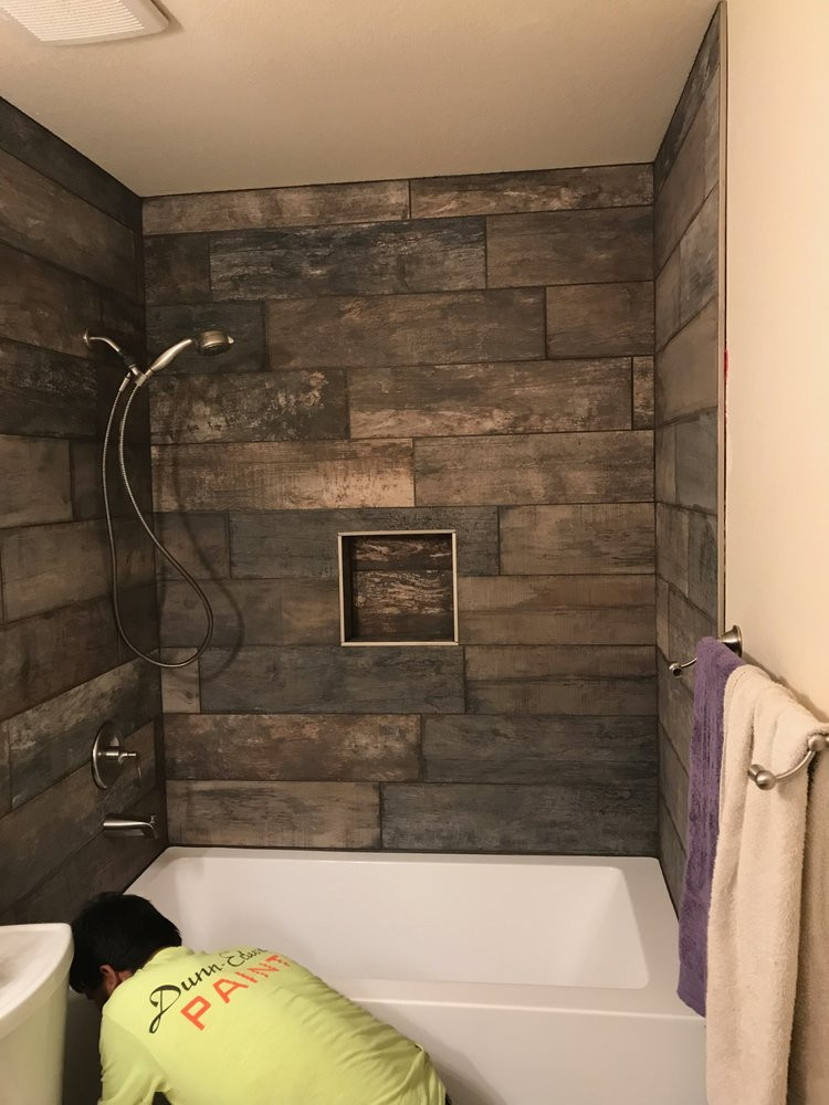 Wood Tile Bathroom Shower
 Im loving the wood themed shower tile shower wall Yelp