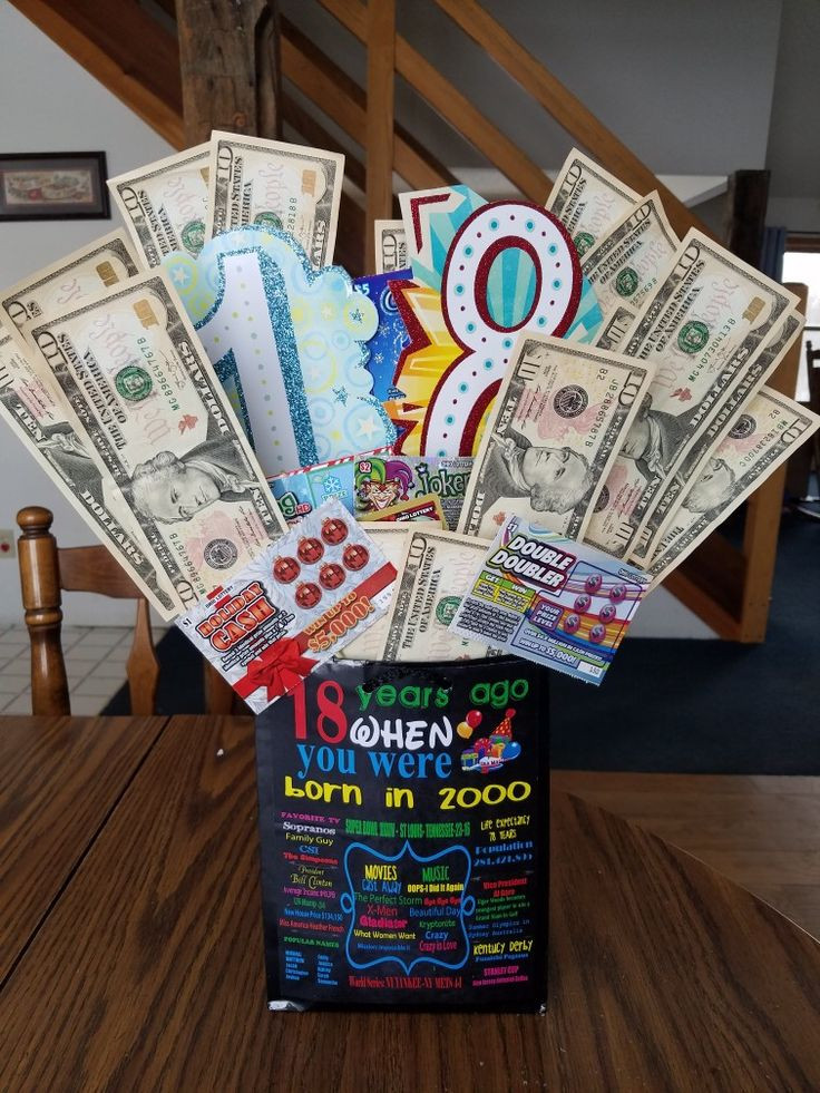 18 Birthday Gift Ideas For Boys
 Great idea for 18th birthday 18 $10 bills along with a