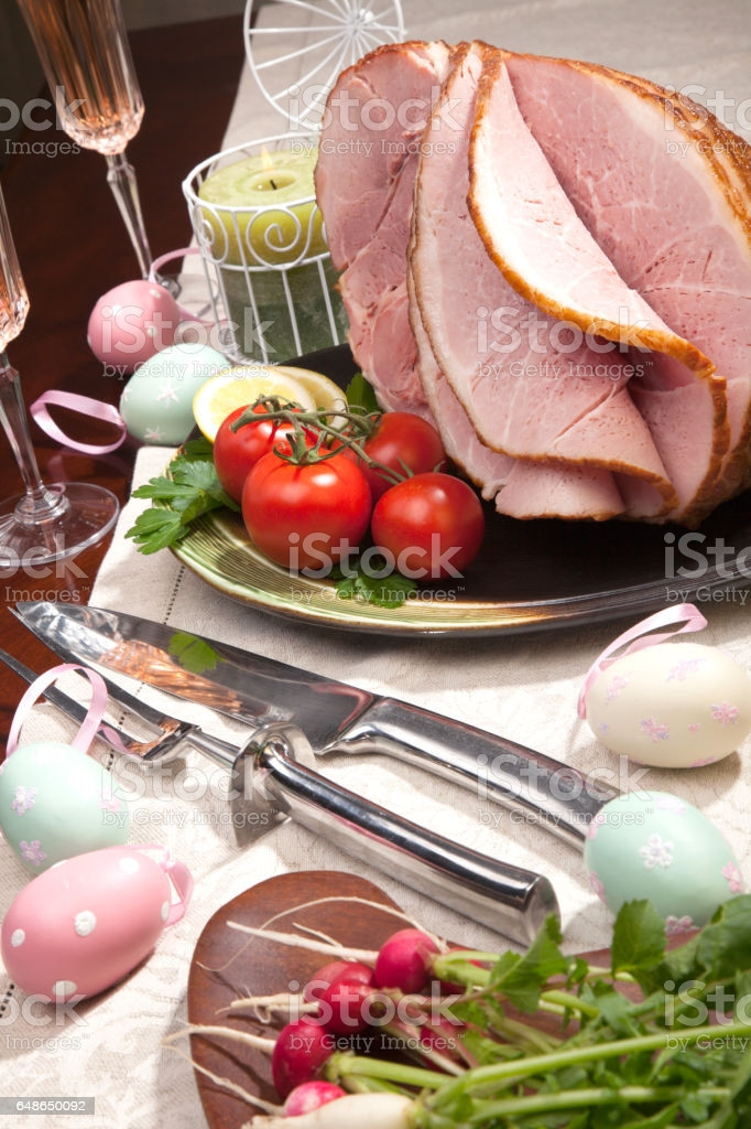 Baking Easter Ham
 Baked Easter Ham With Ve ables Stock Download