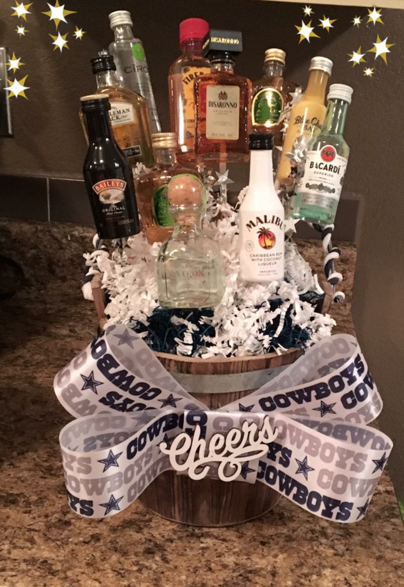 Dallas Cowboys Birthday Gift Ideas
 Dallas Cowboys liquor t basket for a birthday