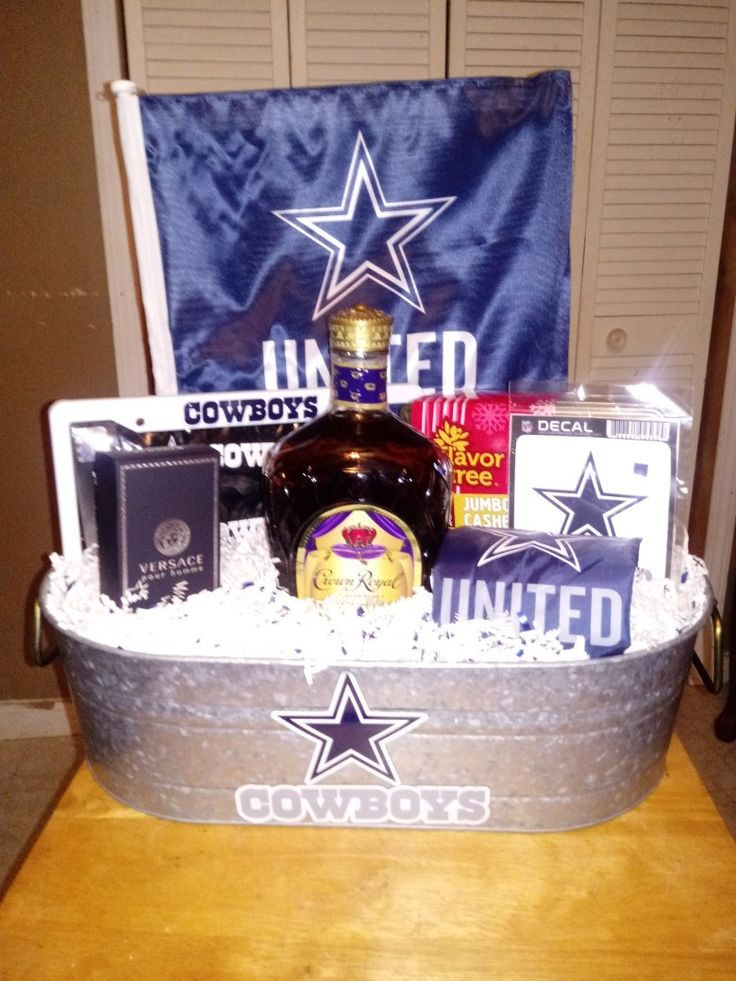 Dallas Cowboys Fan Gift Ideas
 Crown Royal Versace cologne and jumbo cashews t basket