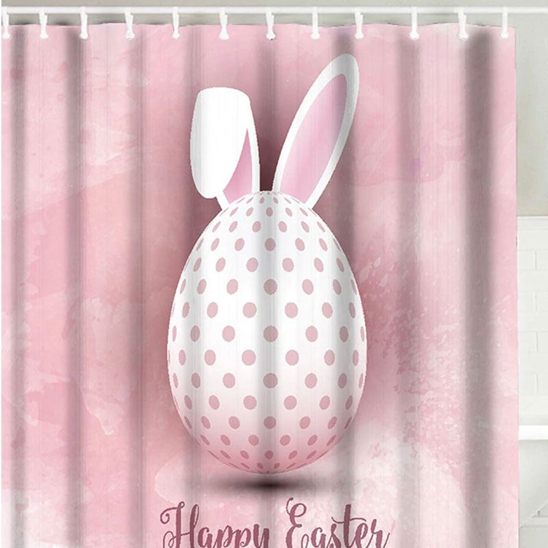 Easter Bathroom Decor
 Pink Happy Easter Rabbit Egg Shower Curtain Holiday