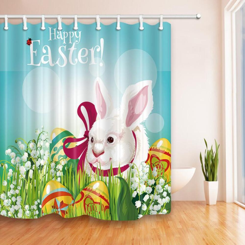 Easter Bathroom Decor
 2020 Easter Shower Curtain Bathroom Decor White Rabbit