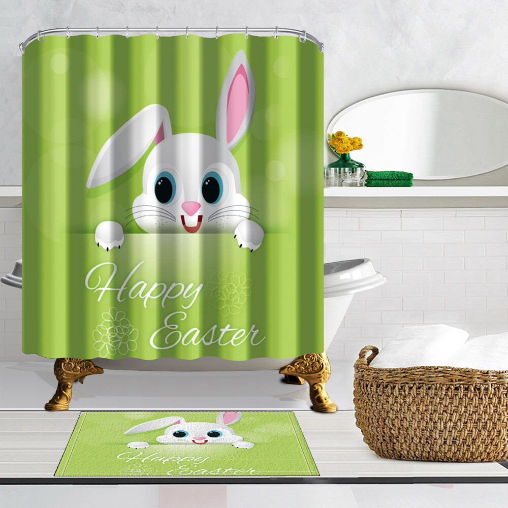 Easter Bathroom Decor
 Creative Easter bunny Bathroom Fabric Shower Curtain &12