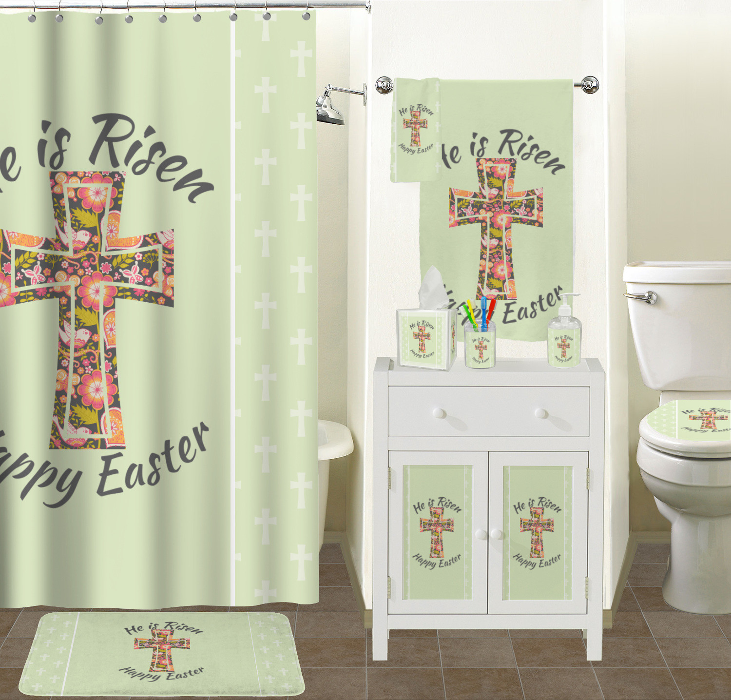 Easter Bathroom Decor
 Easter Cross Bathroom Accessories Set Ceramic