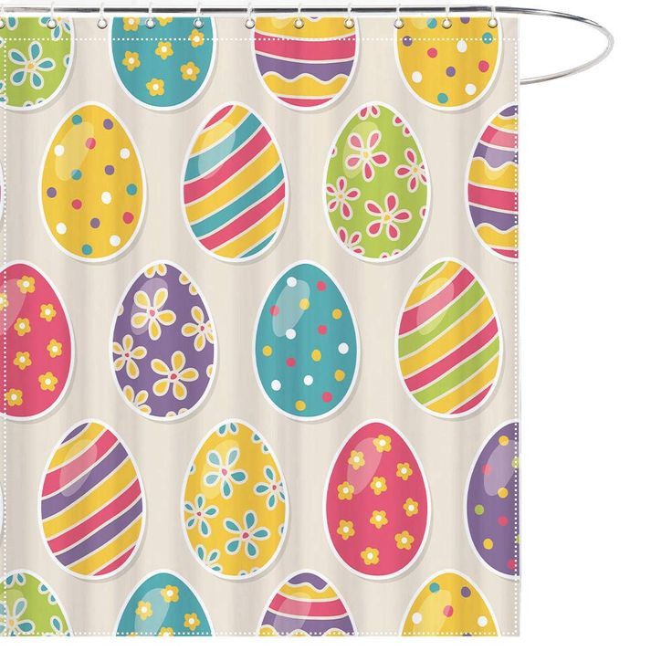 Easter Bathroom Decor
 MAEZAP Multicolor Easter Eggs Shower Curtain Cartoon