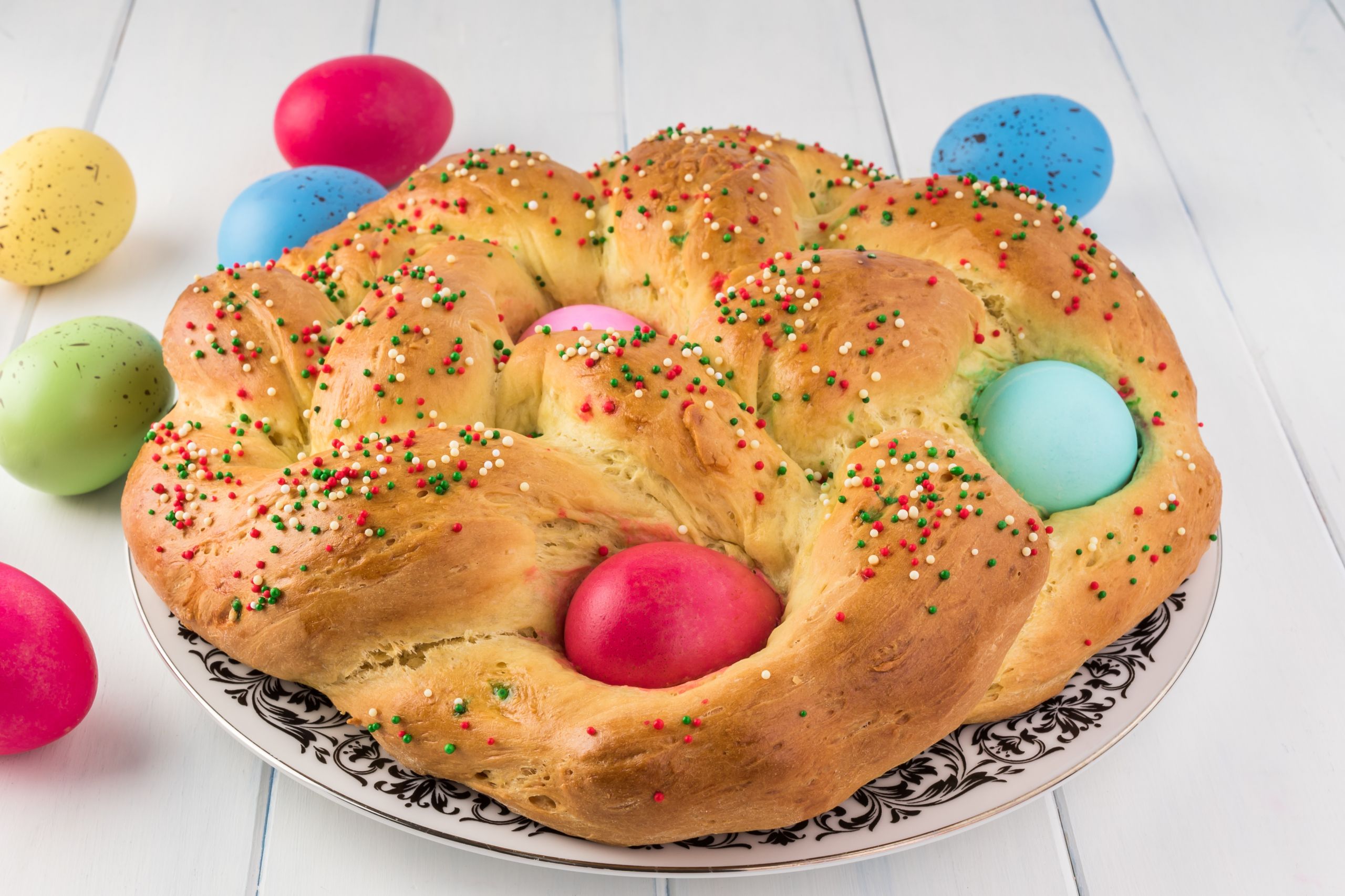 Easter Bread Recipe
 Italian Easter Bread With Dyed Eggs Recipe
