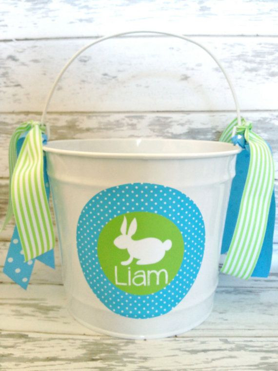Easter Bucket Ideas
 Personalized 10 quart Easter bucket with a by