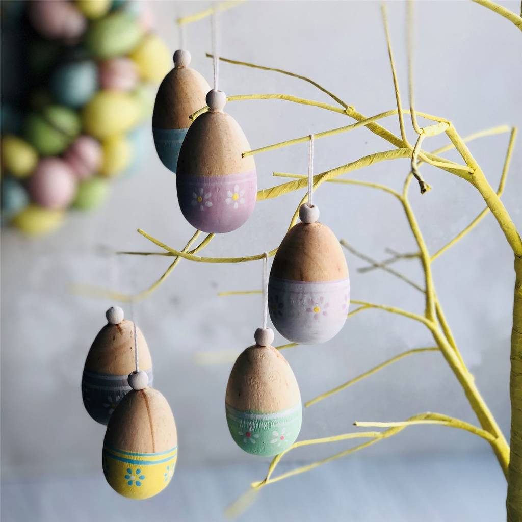 Easter Eggs Ideas
 Painted Wooden Egg Easter Decorations By The Chicken And