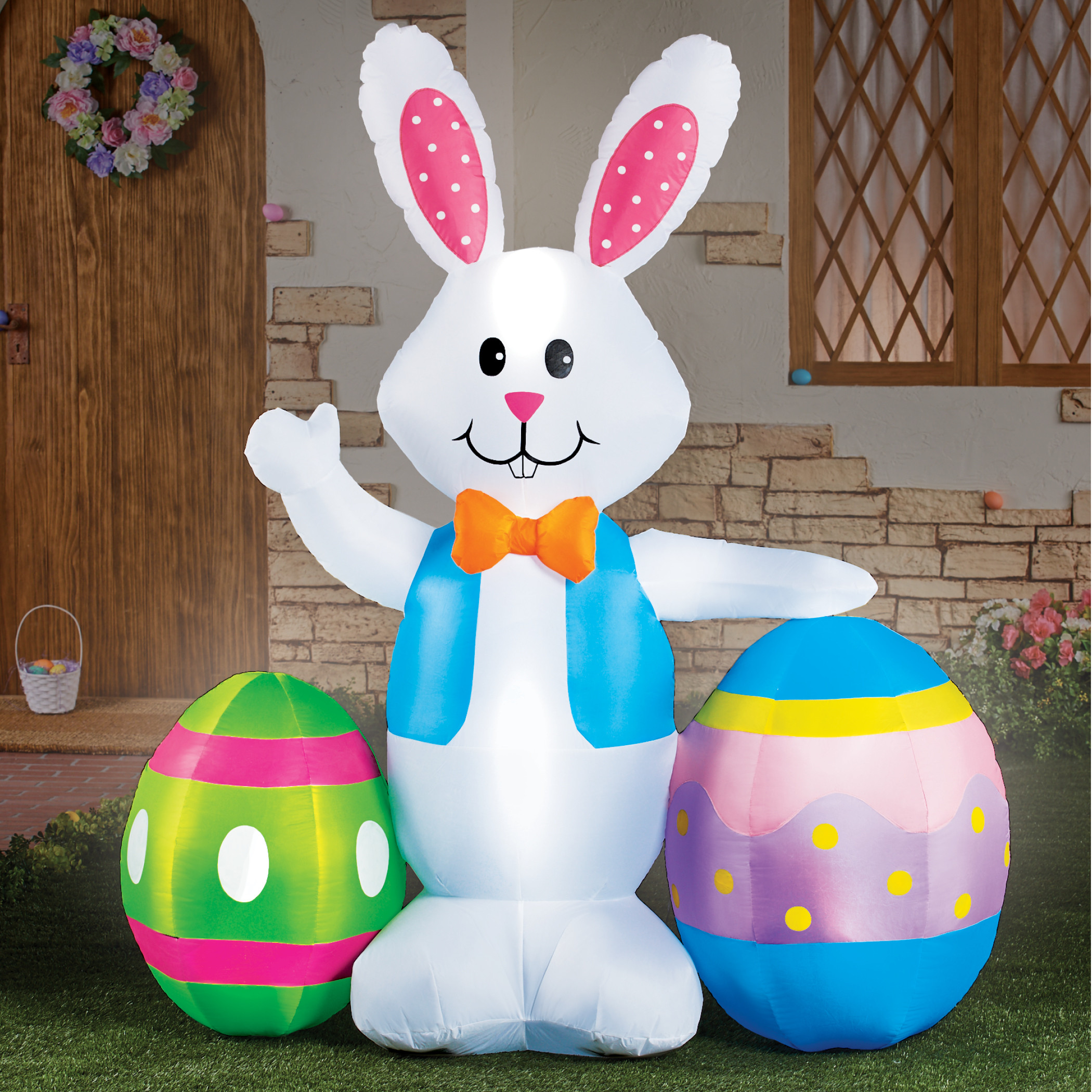 Easter Rabbit Decor
 5 Ft Easter Bunny with Eggs Inflatable Yard Decor with