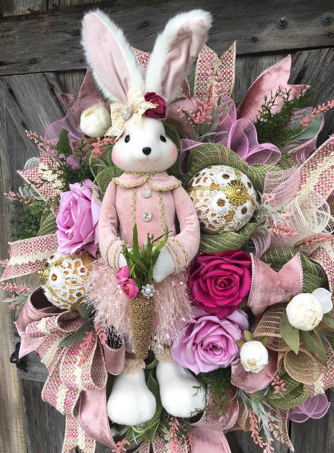 Easter Rabbit Decor
 Reserved for Marie Easter Wreath Spring Wreath Bunny