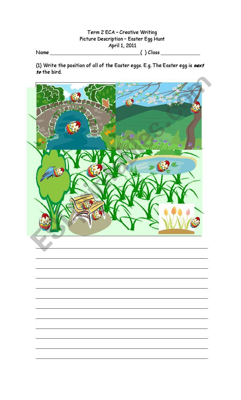 Easter Writing Activities
 Easter writing activity ESL worksheet by angejr29
