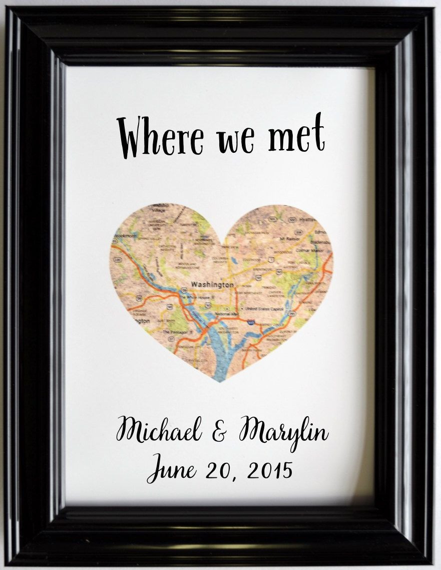 Engagement Gift Ideas For Young Couples
 Personalized Map Location Place Where We Met Engagement