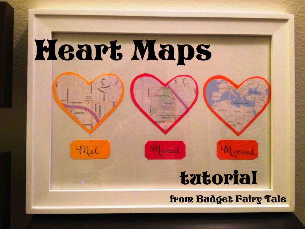 First Anniversary Gift Ideas For Couple From Parents
 First Anniversary Gift Map Hearts Display Tutorial and