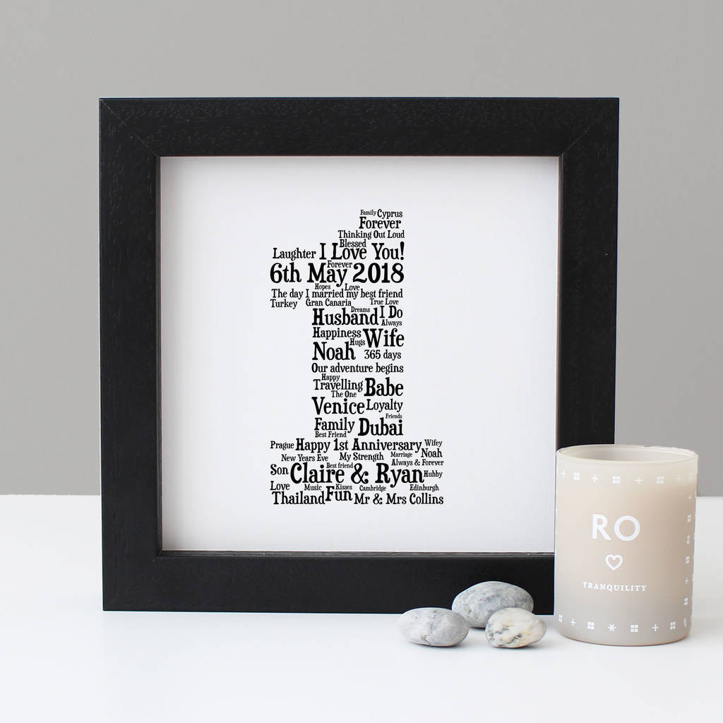 First Anniversary Gift Ideas For Couple From Parents
 Personalised paper 1st Anniversary Gift Print By Hope