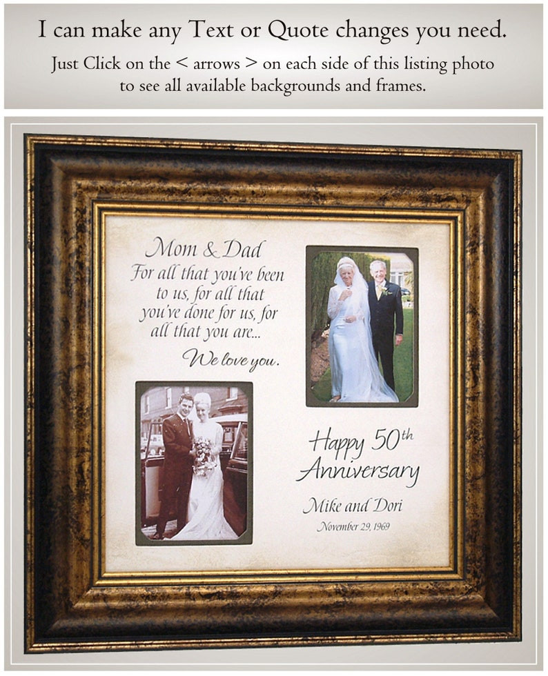 First Anniversary Gift Ideas For Couple From Parents
 50th Anniversary Gift for Parents 25th 10th Anniversary