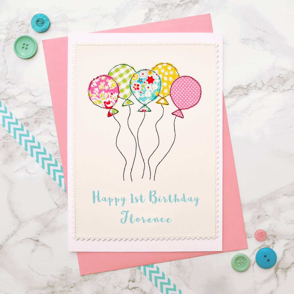 Gift Card Ideas For Girls
 balloons Handmade Girls First Birthday Card By Jenny