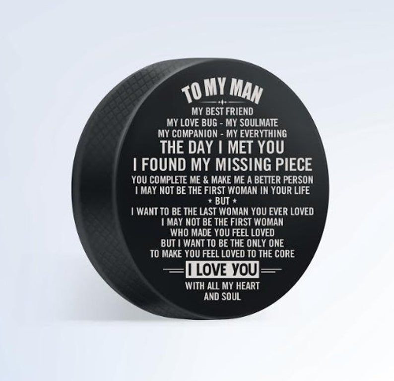 Hockey Gift Ideas For Boyfriend
 To My Man Ice Hockey Puck Gift With Love Message From Wife
