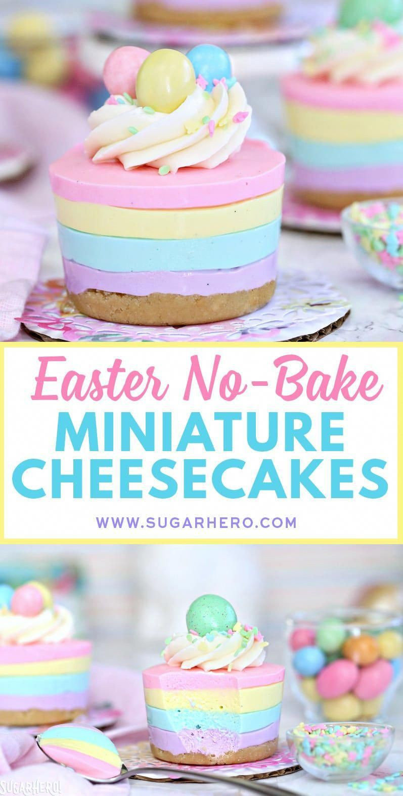 No Bake Easter Desserts
 Easter No Bake Mini Cheesecakes pastel striped