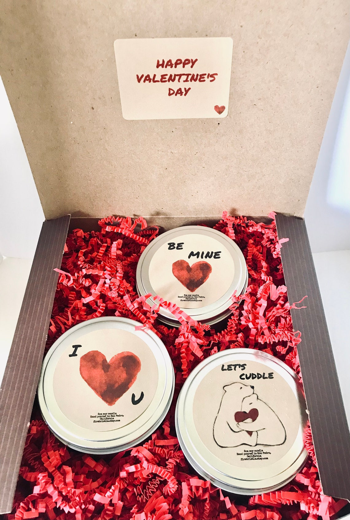 Valentines Day Gift Package
 VALENTINES DAY GIFT Box Set of 3 Candles Personalized