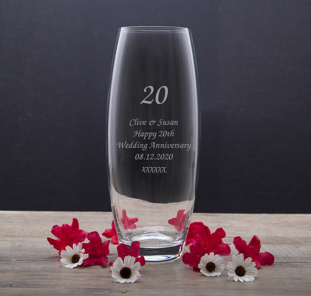 Wedding Anniversary Gift Ideas For Couple
 Personalised Glass Vase For 20th Wedding Anniversary Gifts